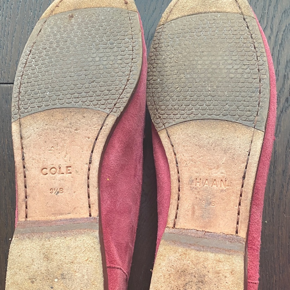 Cole Haan Red Suede Tassel Loafers - Picture 5 of 6